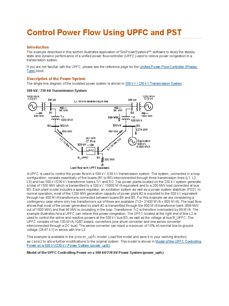 Control Power Flow Using UPFC and PST PDF Electric Power