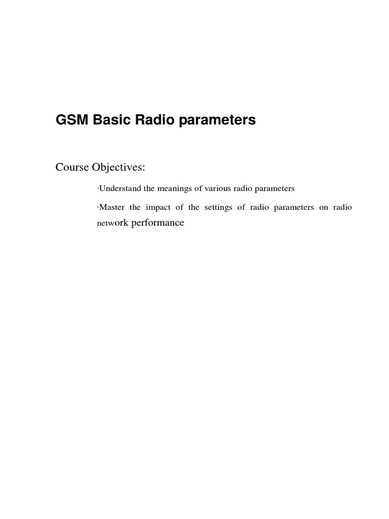GSM Radio Parameters Overview | PDF | Cellular Network | Gsm