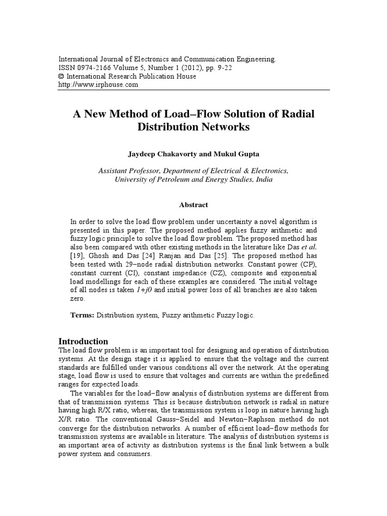 A New Method of Load Distribution Networks: Flow Solution of Radial ...
