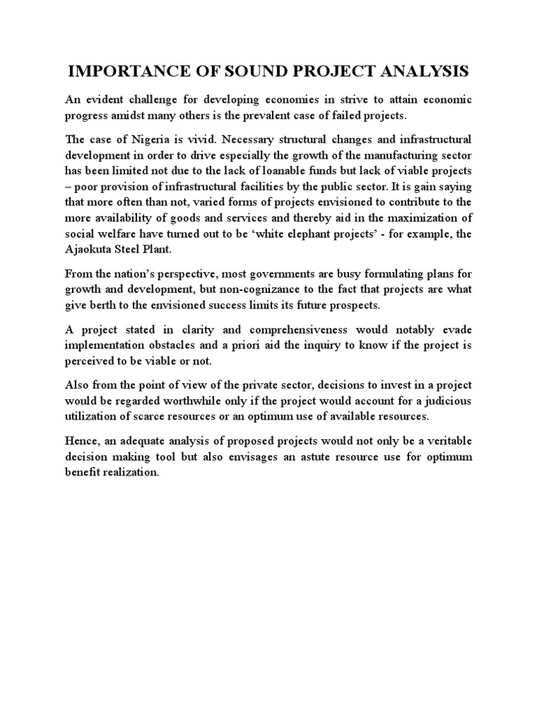 Importance of Sound Project Analysis | PDF