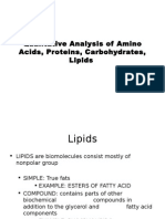 Qualitative Analysis of Amino Acids and Proteins and Carbohydrates and Lipids and Steroids