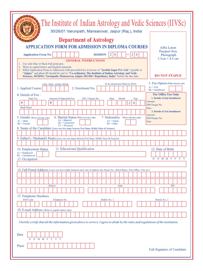 IIVSc Admission Guidelines and Requirements | PDF