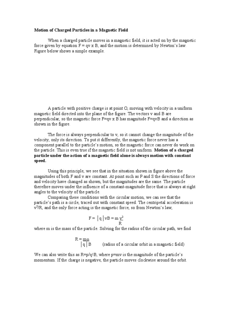 Charged Particle Motion in Magnetic Fields | PDF | Force | Magnetic Field