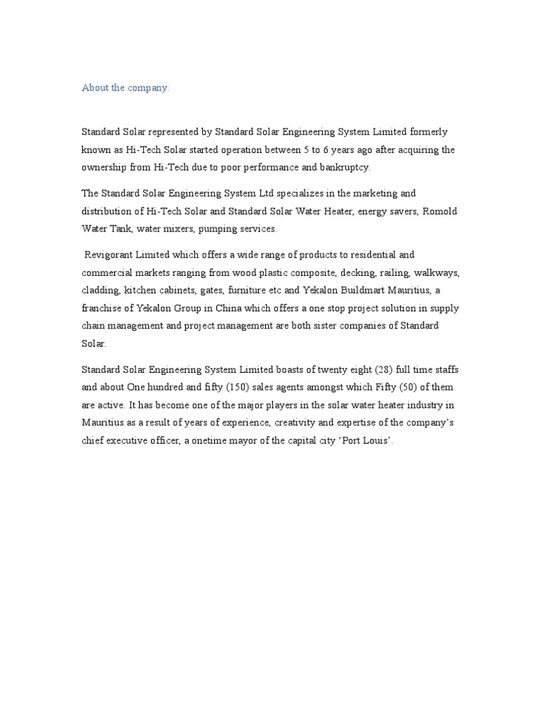 Standard Solar Engineering Overview | PDF