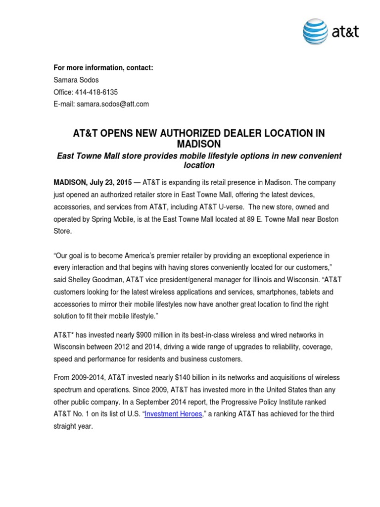 7.23.15 - Madison Authorized Dealer Store | PDF | At&T Mobility | Lte ...