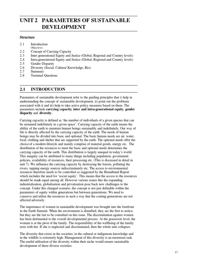 Unit-2 Parameters of Sustainable Development PDF | PDF | Sustainability ...