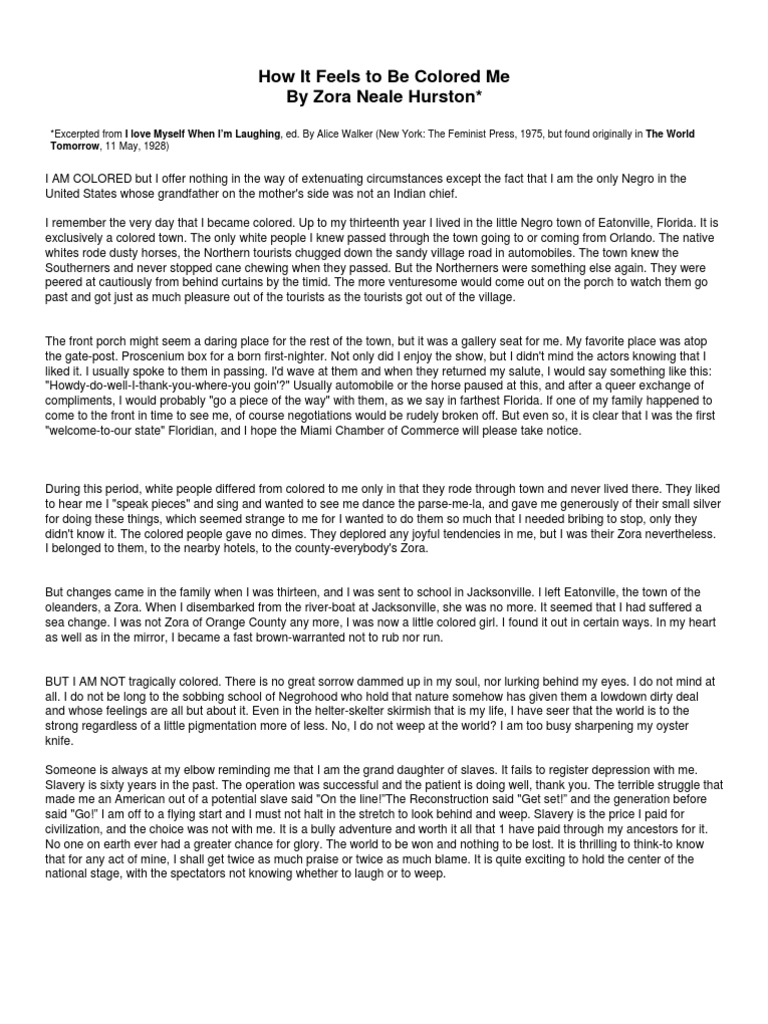 How It Feels to Be Colored Me