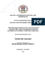 Estudio Ergonómico en Los Puestos de Trabajo Del Área de Preparación de Material en Cepeda Compañía Limitada PDF