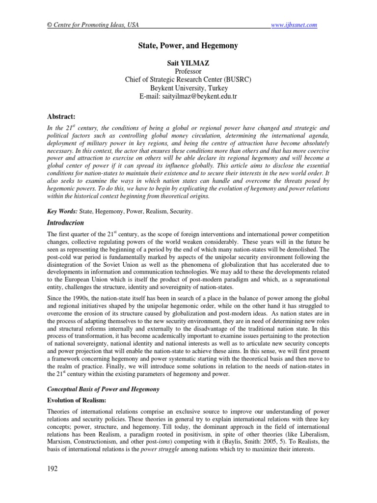 State, Power, Hegemony | PDF | Hegemony | International Relations