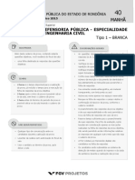 Prova-FGV-DPE-RO- Analista Da Defensoria Pública - Analista Em Engenharia Civil