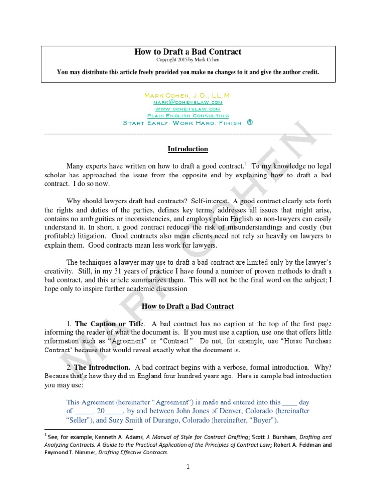 How To Draft A Bad Contract | PDF | Arbitral Tribunal | Mediation