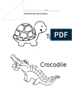Turtle: Instructions: Read The Word and Color The Picture