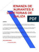 Ordenanza de Resuarantes e Cafeterias de Galicia 2007