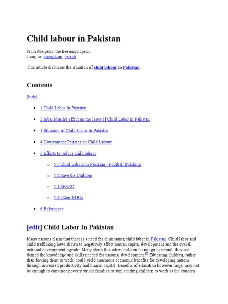 Child Labour In Pakistan Docx Child Labour Labor