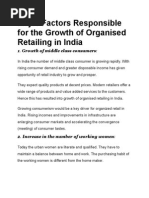 Major Factors Responsible For The Growth of Organised Retailing in India