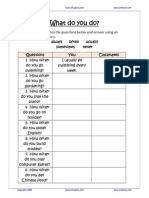 What Do You Do?: Ask Your Classmates The Questions Below and Answer Using An Adverb of Frequency