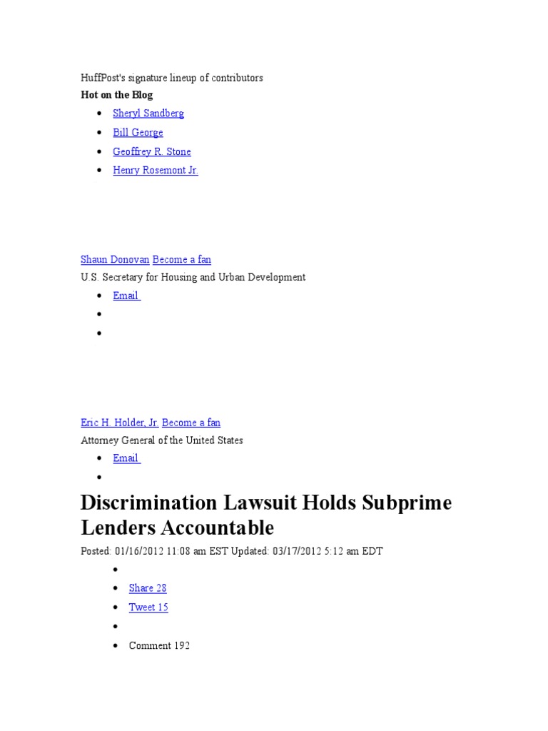 Discrimination Lawsuit Holds Subprime Lenders Accountable PDF