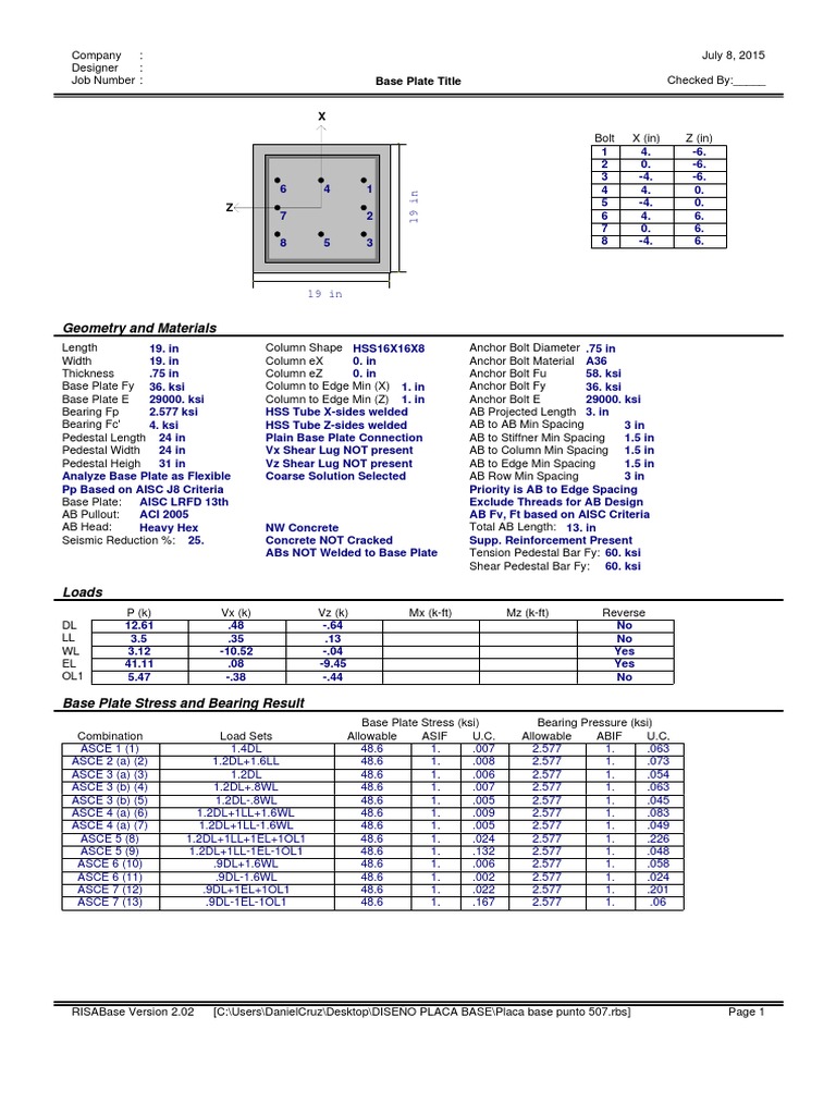 Base Plate Design and Analysis Report | PDF | Metalworking | Applied ...