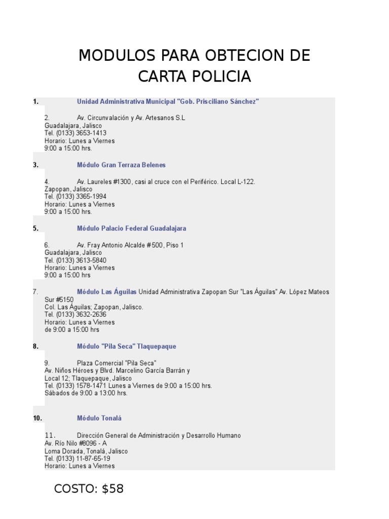 Modulos De Carta Policia