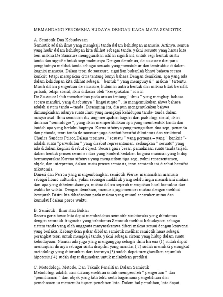 Memandang Fenomena Budaya Dengan Kaca Mata Semiotik