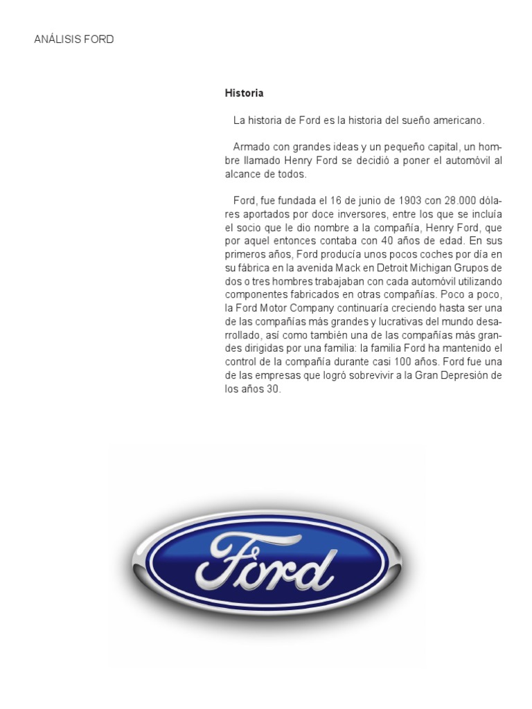 Historia y Presencia de Ford | PDF | Compania de motores ford | Automóviles, image size:768x1024