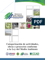 Categorizacion de Actividades Obras o Proyectos Conforme a La Ley Del Medio Ambiente