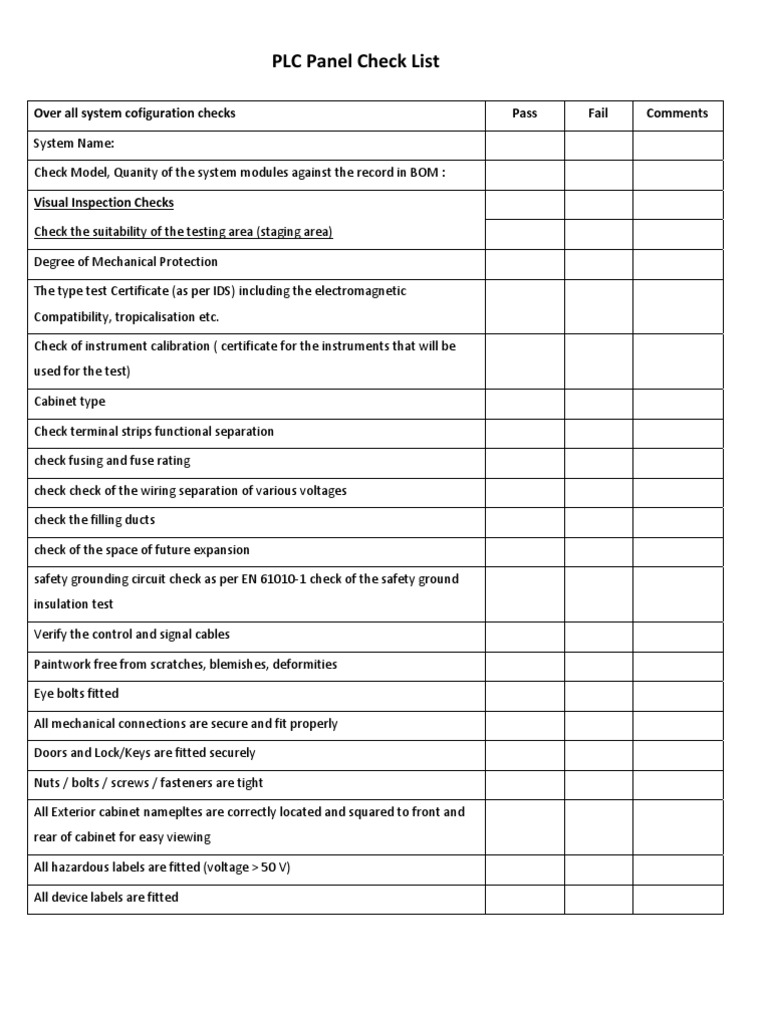 Panel Check List | PDF | Power Supply | Alternating Current
