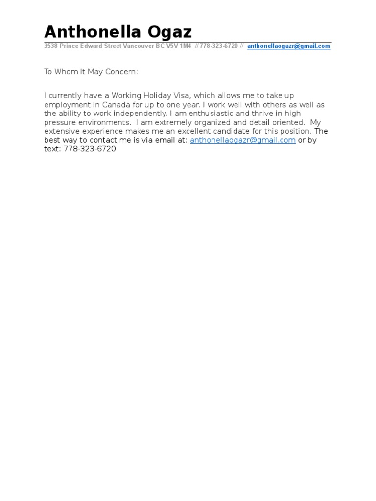 Application for Employment in Canada | PDF