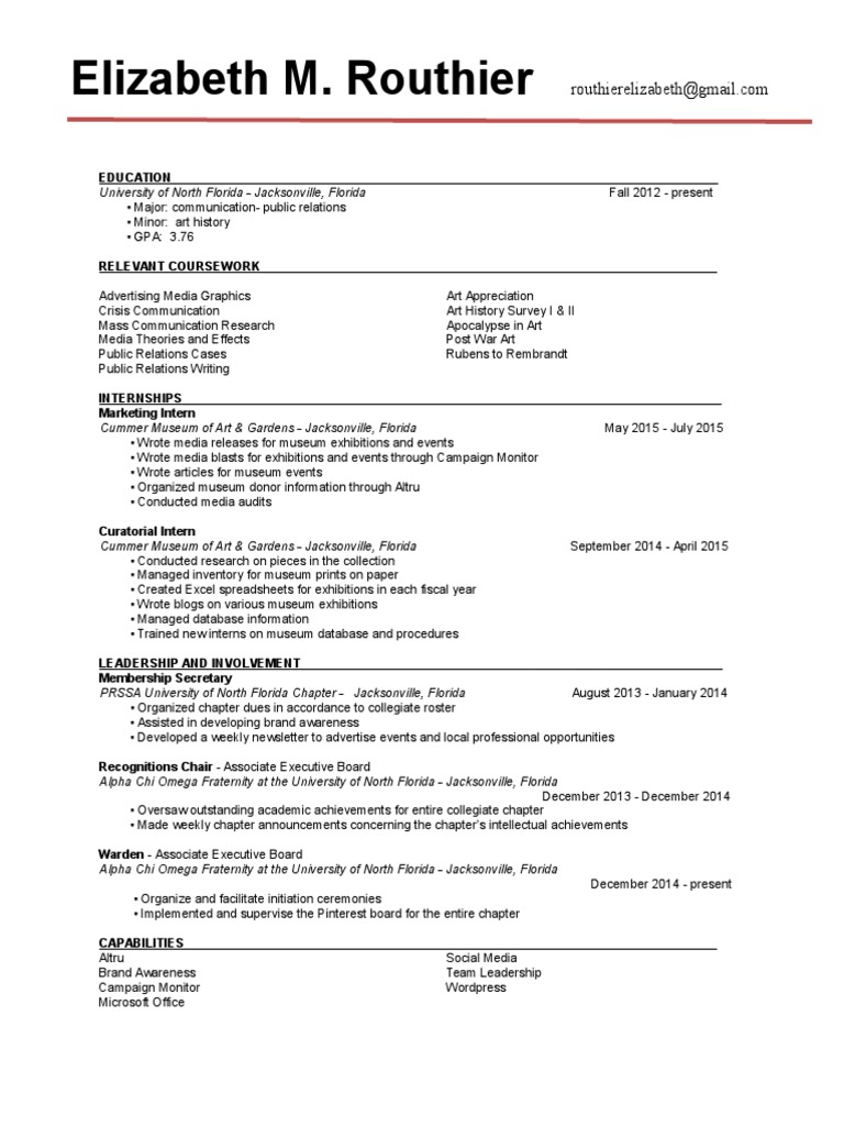 Public Relations & Art History Resume | PDF