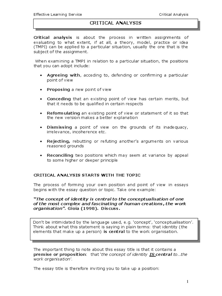 Mastering Critical Analysis Techniques | PDF | Critical Thinking | Essays