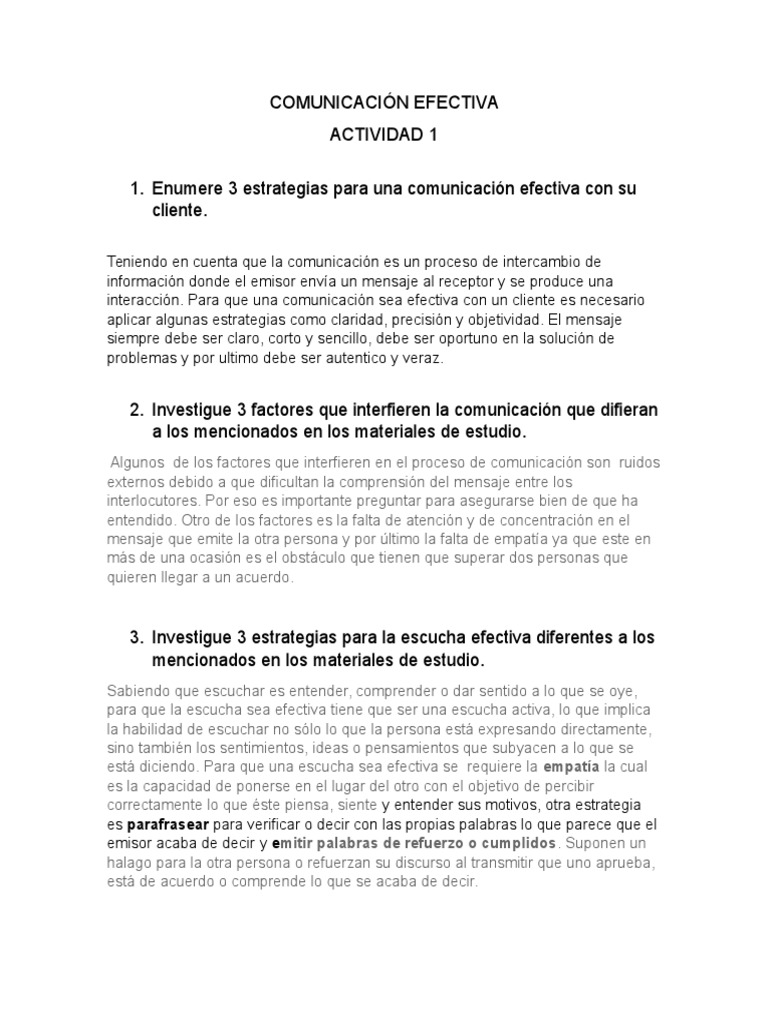 Actividad 1 Comunicacion Efectiva | PDF | Empatía | Multimedia