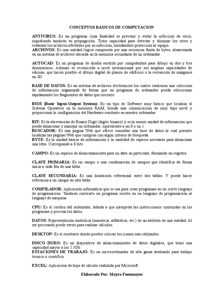 Conceptos Basicos de Computacion 02 | PDF | Sistema operativo | Archivo ...