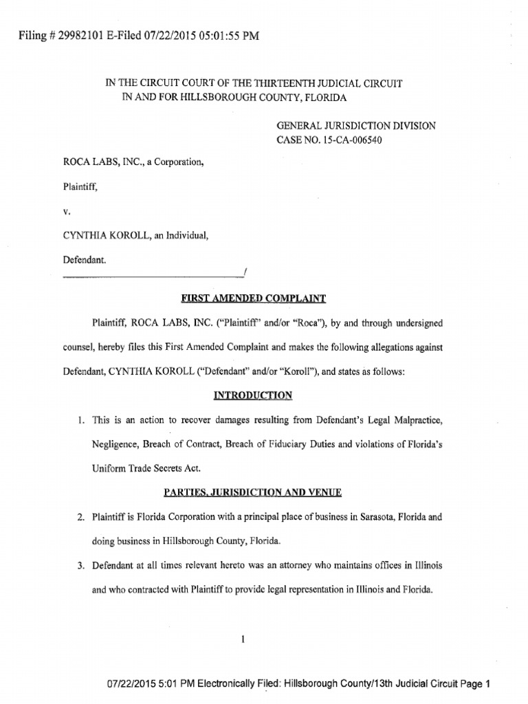 Second Roca Complaint PDF