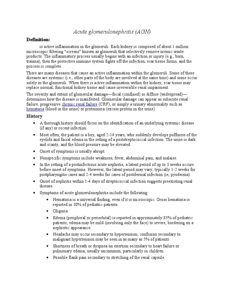 Acute Glomerulonephritis Overview | PDF | Kidney Disease | Nephrology