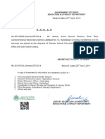 Order for Inter District Transfer of Mr. James, JST Govt. Boys Comprehensive Secondary School Latifabad No.10 Hyderabad and His Services Are Placed at the Disposal of DSE Karachi Region