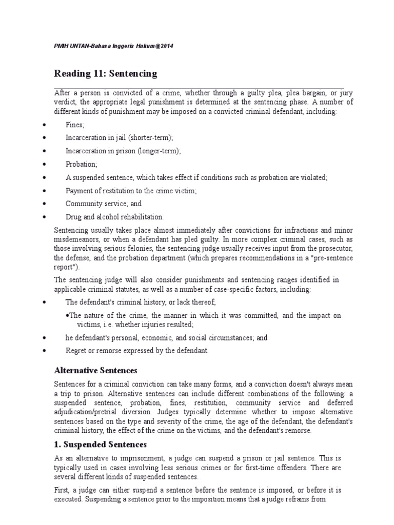 Understanding Criminal Sentencing Options | PDF | Probation | Sentence ...