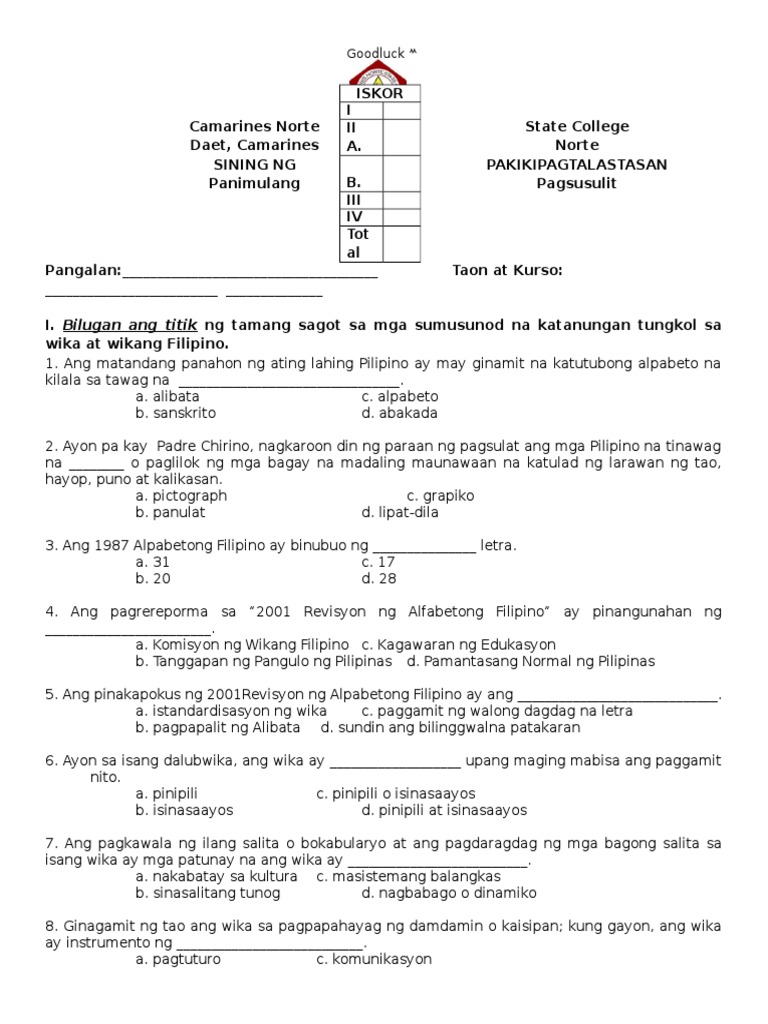 Fil 1 Prelims | PDF