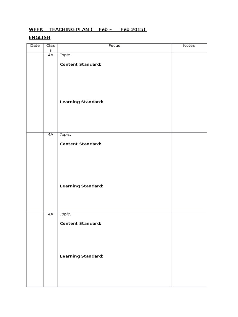 KSSR Weekly Teaching Plan Format | PDF | Applied Psychology | Learning