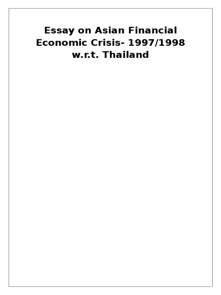 Asian Financial Economic Crisis Thailand Pdf Economics