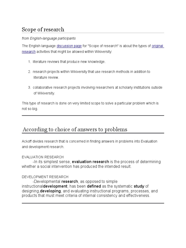 Scope of Research: According To Choice of Answers To Problems | PDF | Art