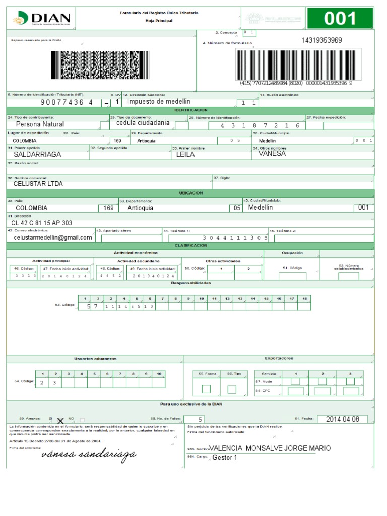 Descargar RUT Editable en PDF y Excel | PDF | Finanzas y dinero