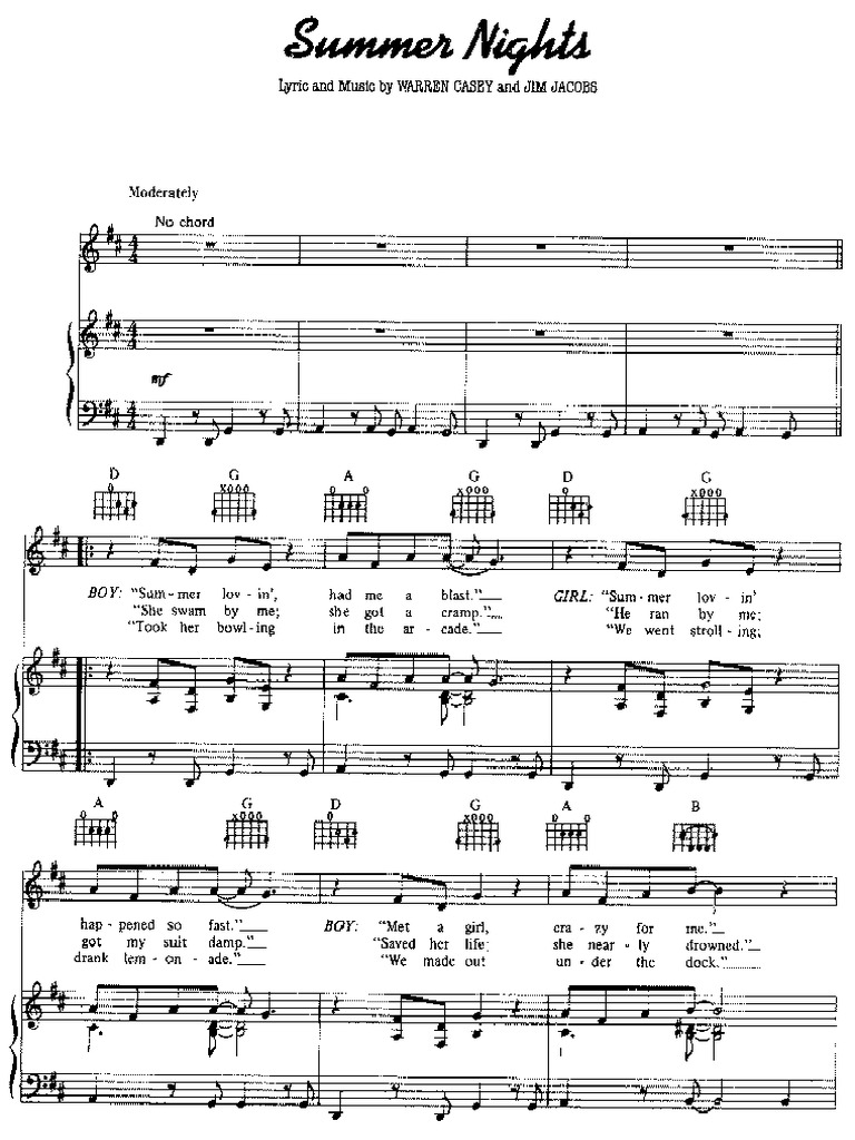 Summer Nights Grease Lyrics