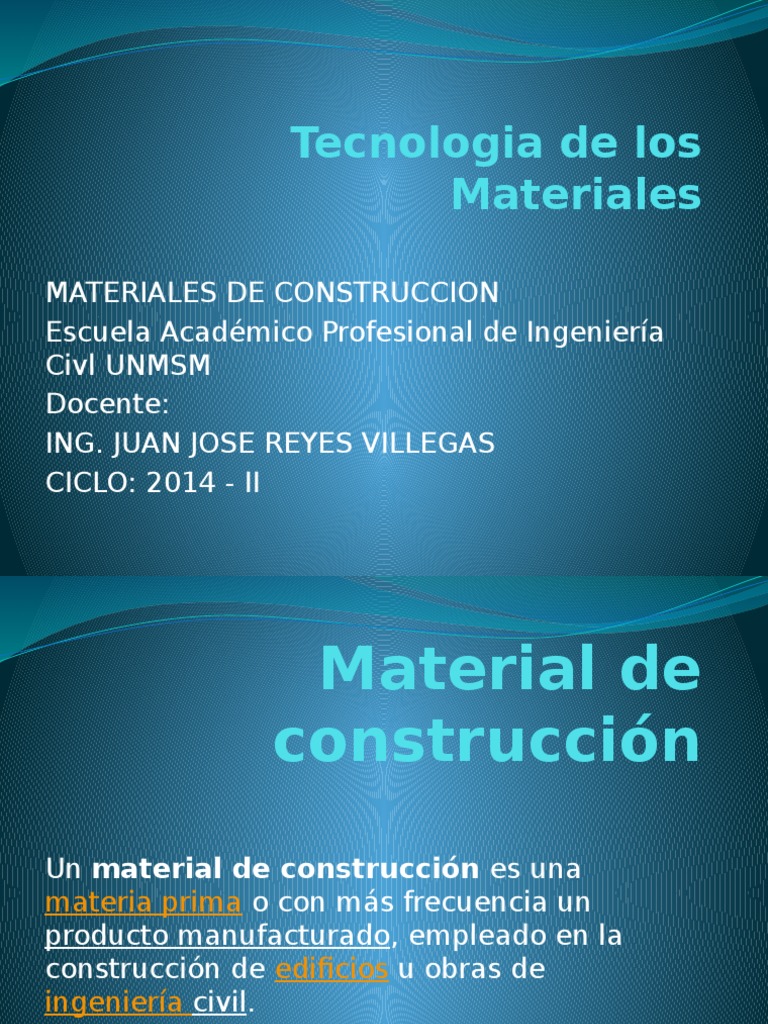 Clase 1 Materiales de Construccion PDF Materiales de construcción Construyendo tecnología