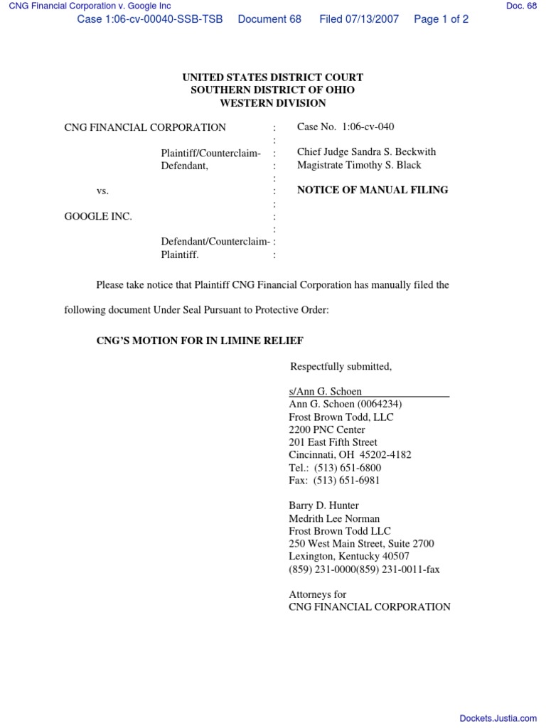 United States District Court Southern District Of Ohio Western Division