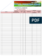 Visitor'S Logbook: Name Office/ Designation DAT E TIM EIN Purpose Contac T Number Signat URE