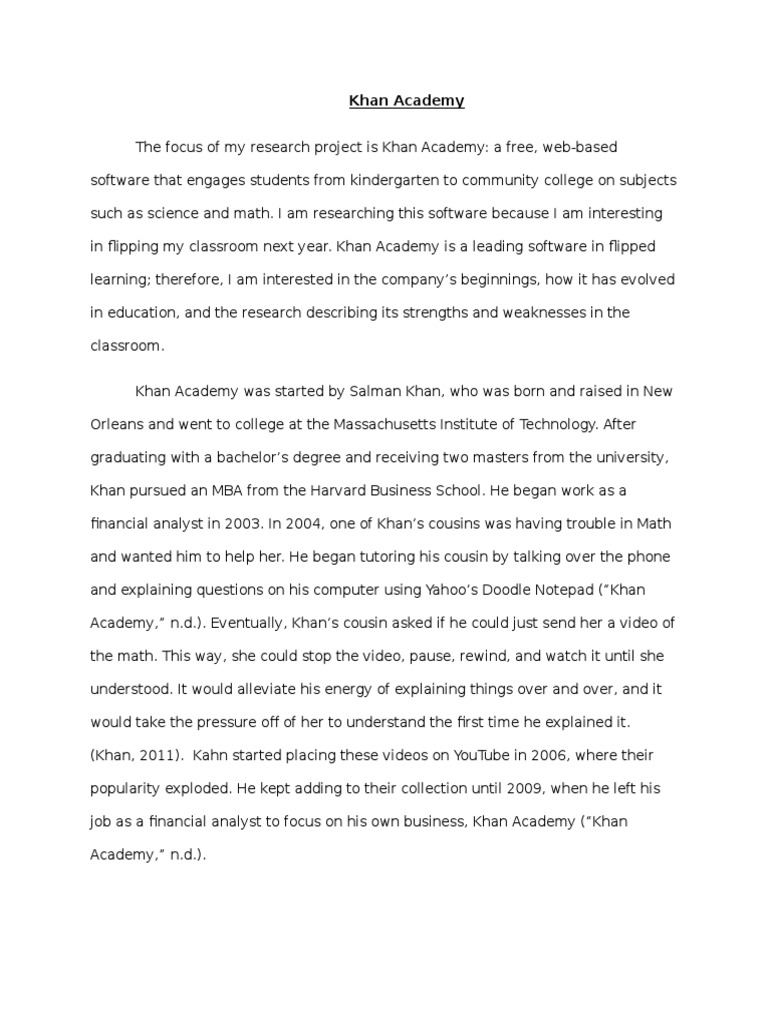 khan academy final paper Teachers Classroom