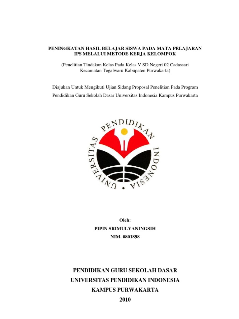 Proposal Ptk Peningkatan Hasil Belajar Mp Ips Melalui Metode Kerja Kelompok