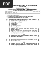 Subject Code: 141903 Subject Name: Engineering Thermodynamics