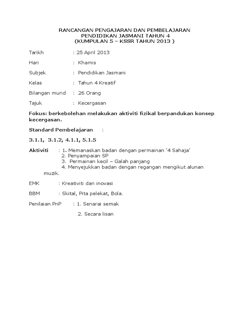 Rph Pj Thn 4- Kecergasan
