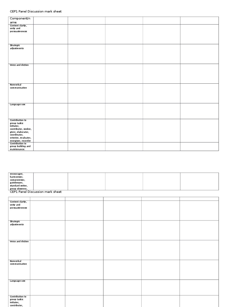 13 CEP1 Panel Discussion Mark Sheet | PDF | Systems Science | Cybernetics
